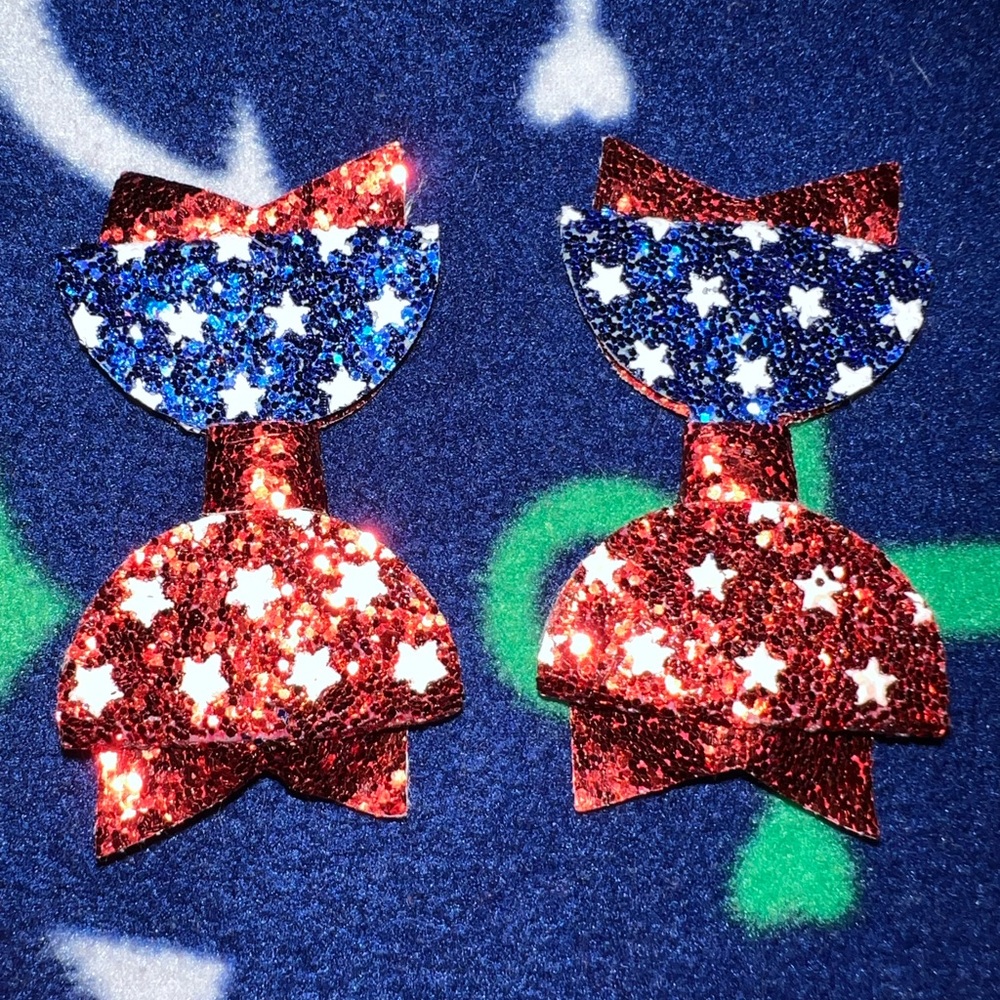 Red white and blue hairbows with stars